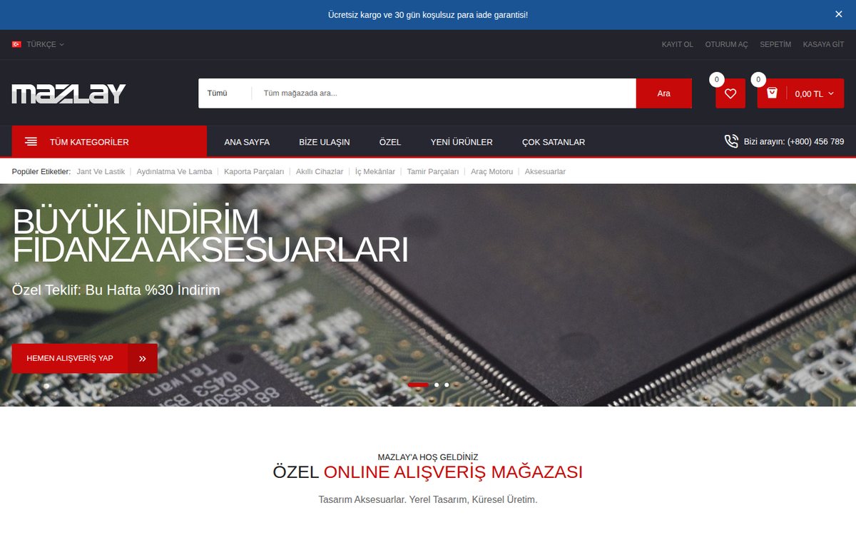 Mazlay - OpenCart Oto Aksesuar Teması