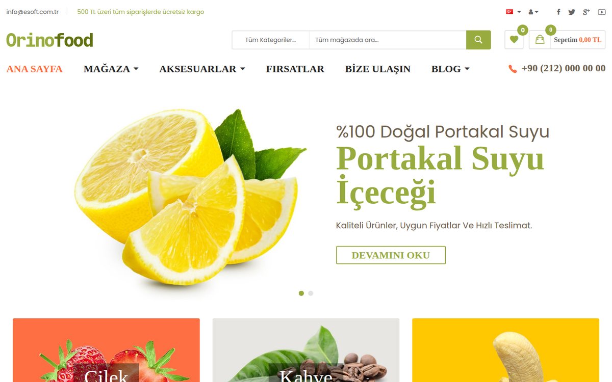 Orinofood - OpenCart Organik Teması