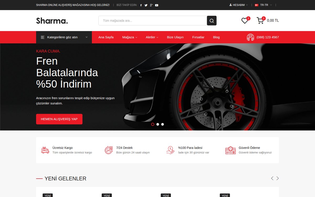 Sharma - OpenCart Oto Aksesuar Teması